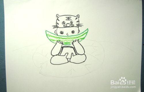 吃瓜小孩简笔画,一幅简笔画勾勒出的纯真时光